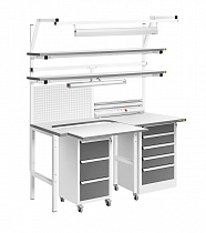 SR-VD workbench with movable middle unit