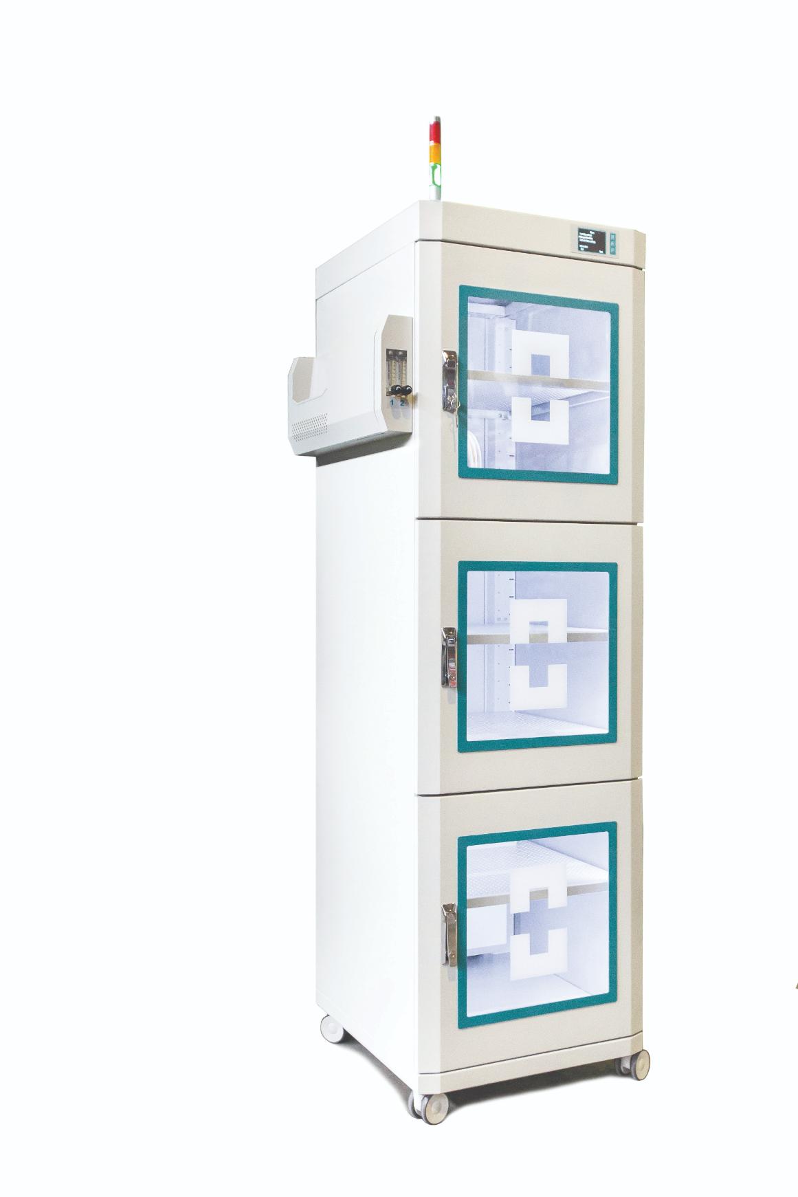 DC ESD dry storage cabinet with LED indicative lighting