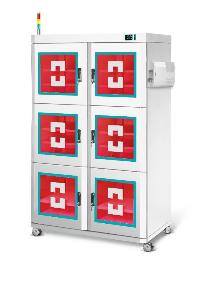 DC ESD dry storage cabinet with LED indicative lighting