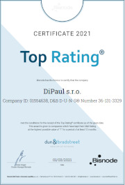 Dipaul s.r.o. was awarded a top rating by Dun & Bradstreet.