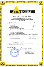 IEC 61340 conformity certificate